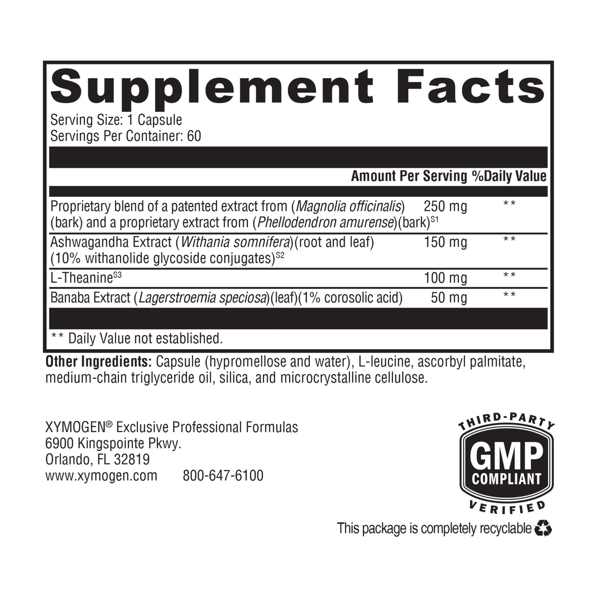 XYMOGEN Cortisolv Cortisol Supplement - Ashwagandha Supplement with L Theanine to Support Healthy Cortisol Levels, Energy, Relaxation and Mental Clarity (60 Capsules) XYMOGENBuy Supplements Australia