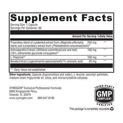 XYMOGEN Cortisolv Cortisol Supplement - Ashwagandha Supplement with L Theanine to Support Healthy Cortisol Levels, Energy, Relaxation and Mental Clarity (60 Capsules) XYMOGENBuy Supplements Australia