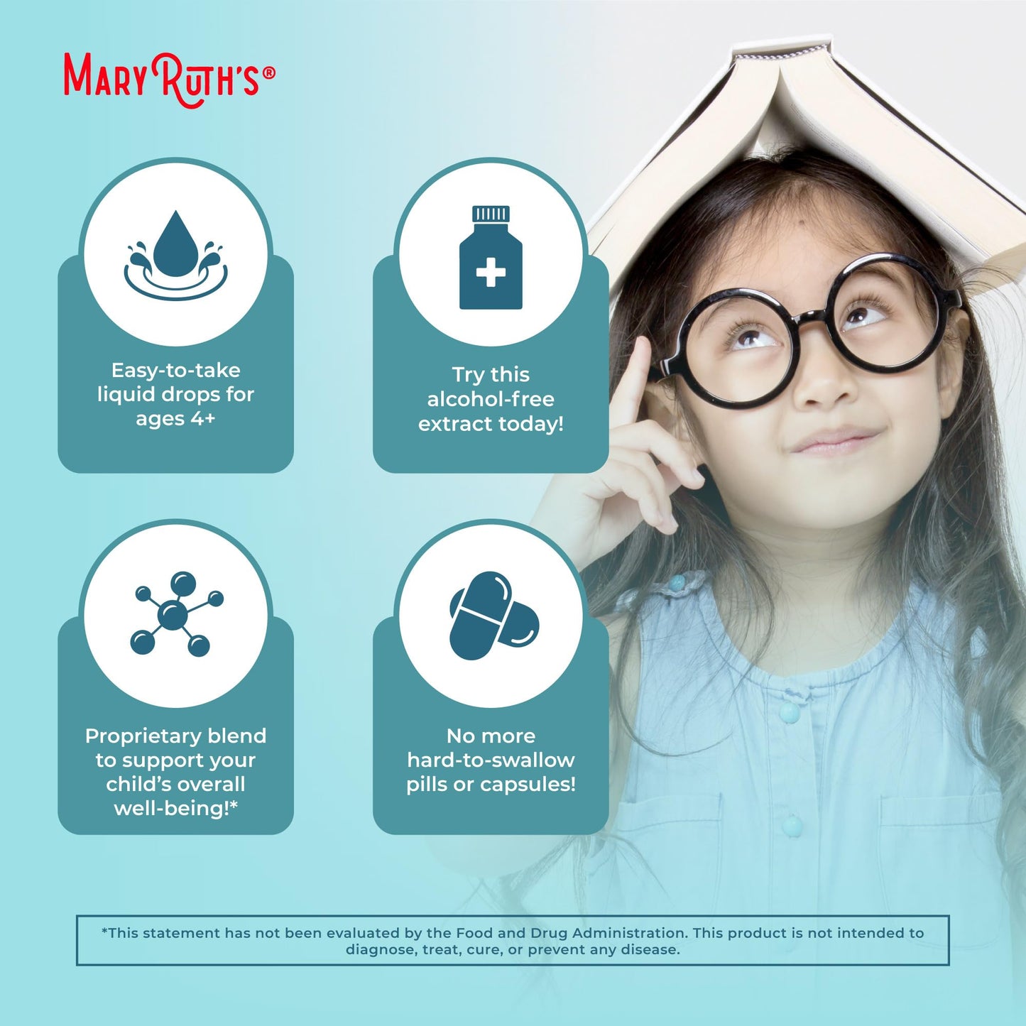 MaryRuth Organics Kids Focus & Attention Drops | USDA Organic Drops | Ginkgo Biloba | Rhodiola Root & Licorice Root | Adaptogenic | Calm | Vegan | Non-GMO | Gluten Free | 30 Servings MARYRUTH'SBuy Supplements Australia