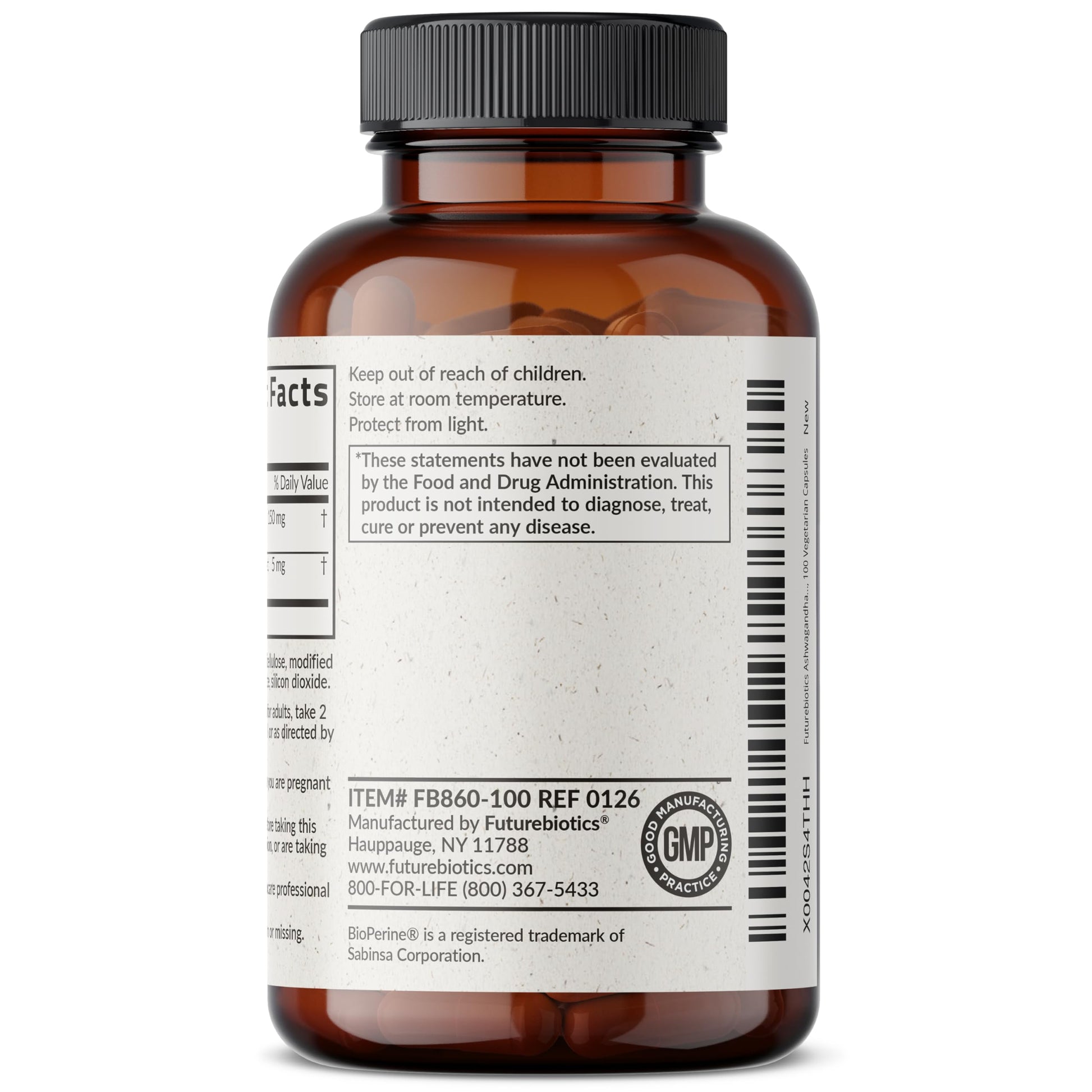 Futurebiotics Ashwagandha Extra Strength Stress & Mood Support with BioPerine - Non GMO Formula, 100 Vegetarian Capsules FuturebioticsBuy Supplements Australia