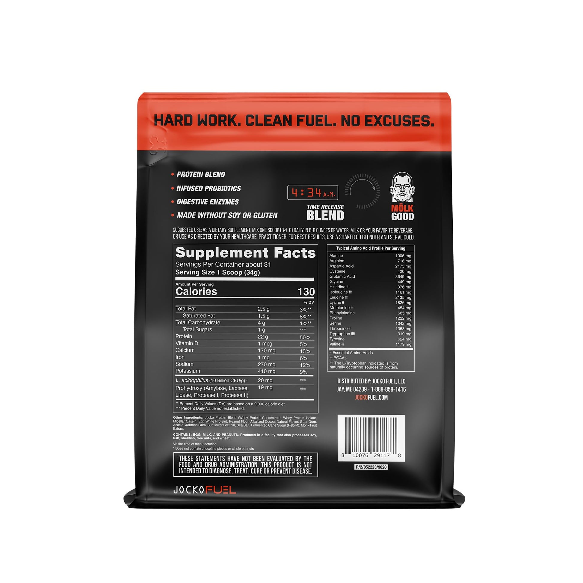 Jocko Mölk Chocolate Peanut Butter Whey Protein Powder - Keto, Probiotics, Grass Fed Jocko FuelBuy Supplements Australia