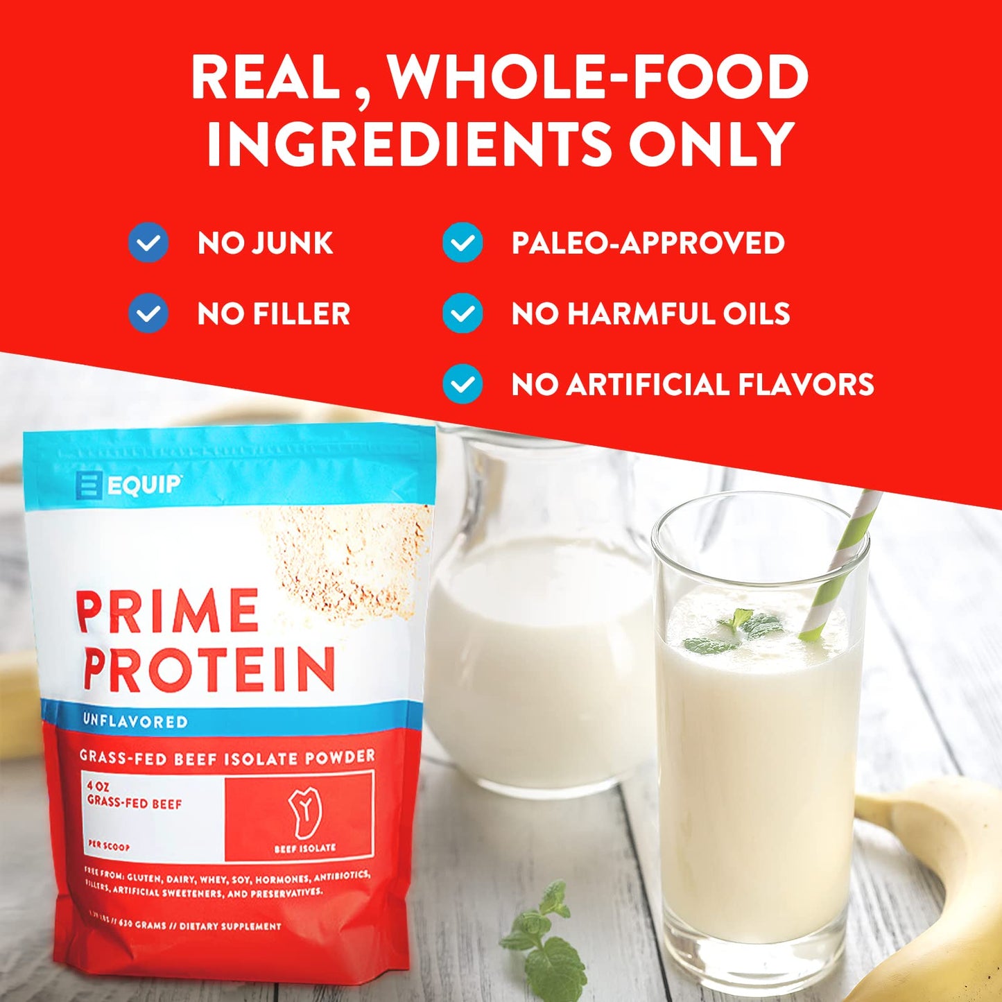Equip Foods Prime Protein - Grass Fed Beef Protein Powder Isolate - Paleo and Keto Friendl EquipBuy Supplements Australia