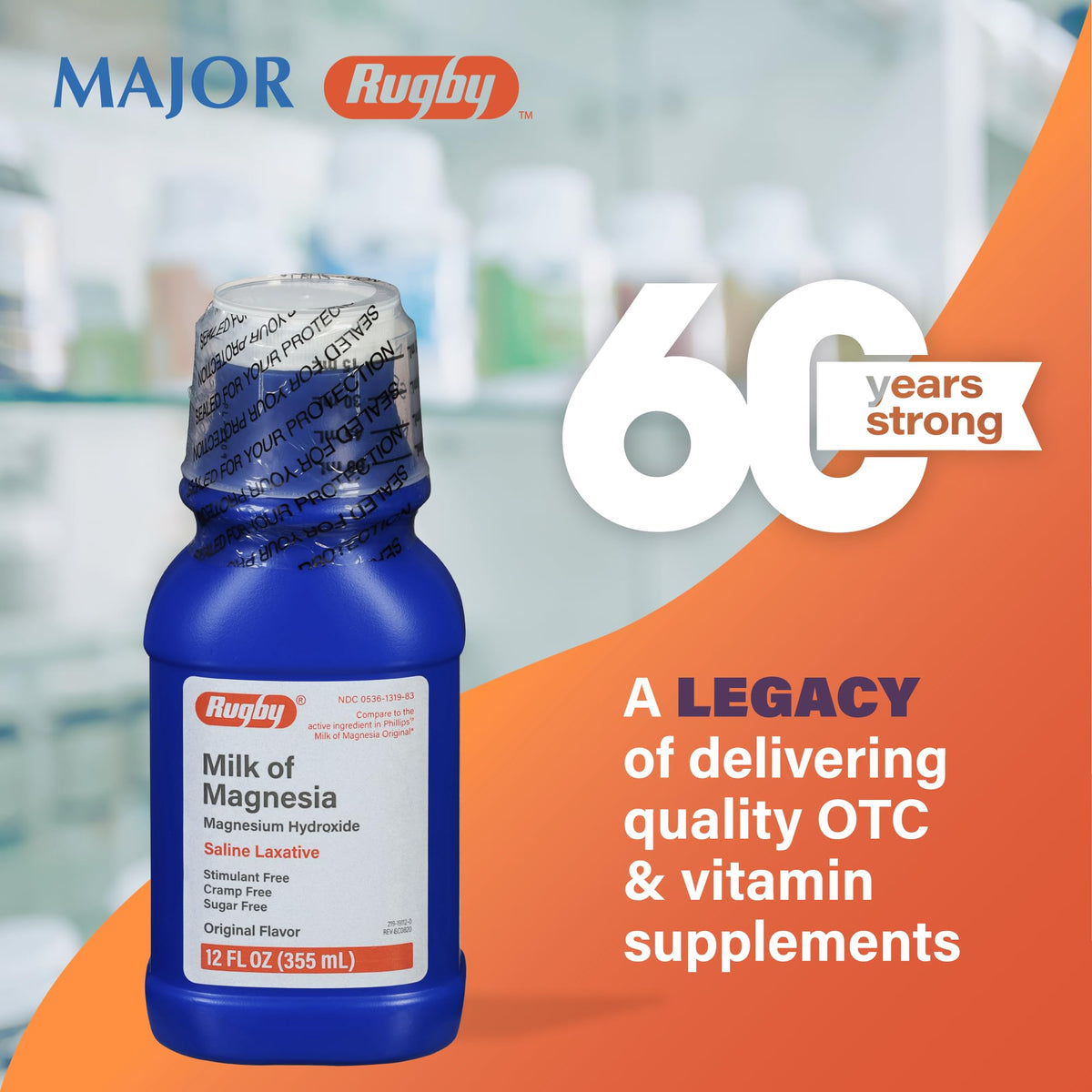 Rugby Milk of Magnesia Magnesium Hydroxide Saline Laxative – Stimulant, Cramp & Sugar-Free - Original Flavor – 12 Fl Oz RUGBY LABORATORIESBuy Supplements Australia