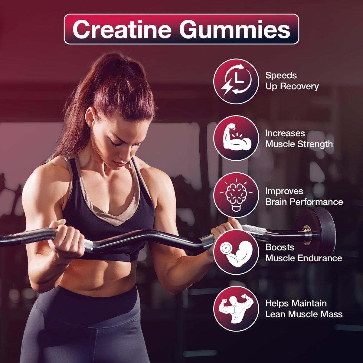 Creatine Gummies for Men & Women, Creatine Monohydrate Gummies 5g, Build Muscle, Strength, Recovery, Cognitive Health & Memory, Pre Workout Supplement, 120 Count Raspberry Chewable Gummy MaxhemphealthBuy Supplements Australia