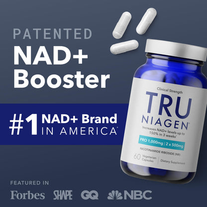TRU NIAGEN PRO NAD Supplement for Brain Function, Anti Aging, Cell Regeneration | Patented Niagen | Supports Cellular Energy | Nicotinamide Riboside (NR)