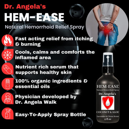 Dr. Angela's Hemorrhoid Treatment Spray | Organic Aloe Vera, Witch Hazel & Essential Oils Turmeric & Tea Tree | Natural Itching & Burning Relief Cream Doctor Angela EssentialBuy Supplements Australia