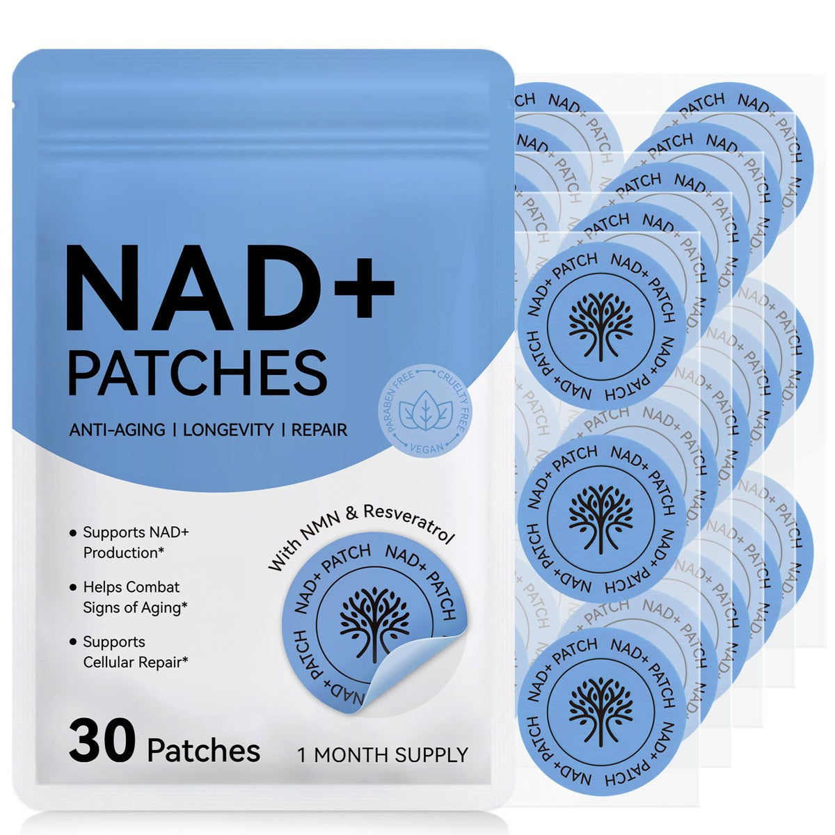 NAD Patches for Women & Men,One-Stop Solution for Skin and Wellness Support | NMNH, Resveratrol, Hyaluronic Acid, Vitamin C, & Coq10 l Premium 8-Hour Time-Release Patch for Enhanced Absorption MAYPJHEHBuy Supplements Australia
