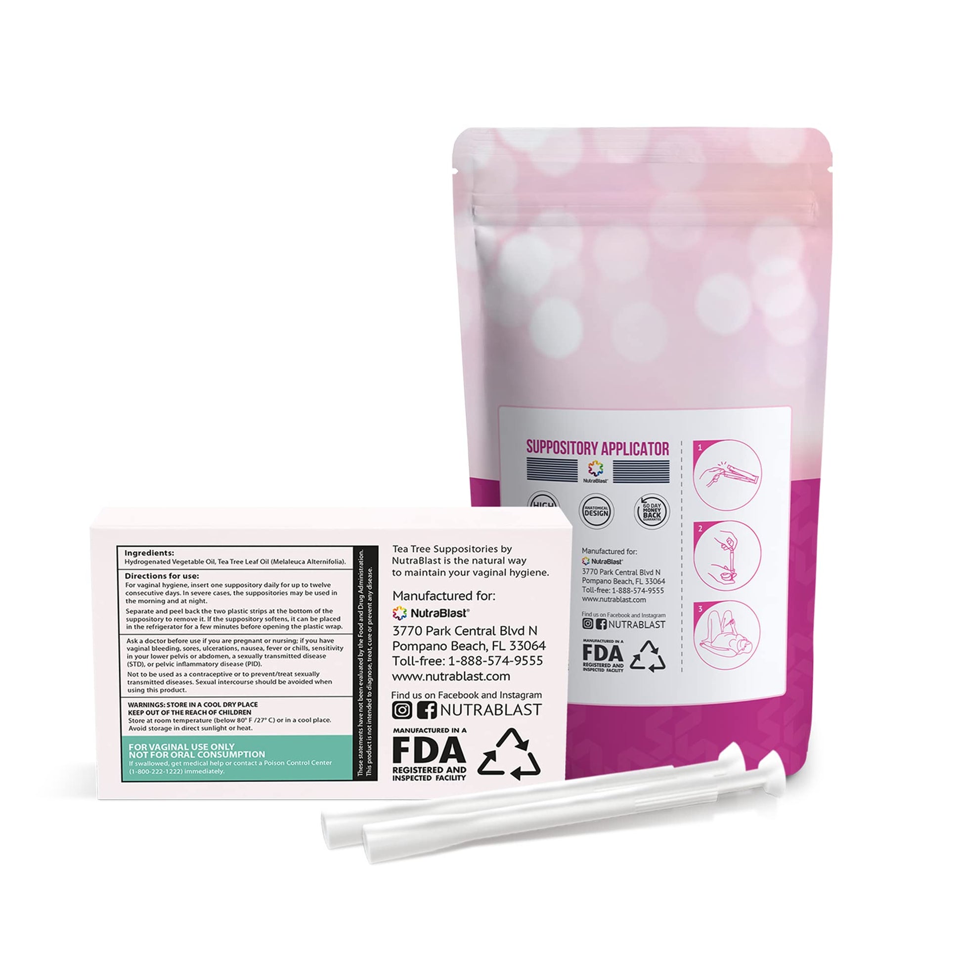 NutraBlast Tea Tree Oil Vaginal Suppositories w/Applicators NutraBlastBuy Supplements Australia