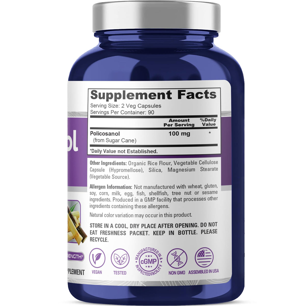 NusaPure Policosanol 100mg 180 Veggie Capsules (Vegan, Non-GMO) NusaPureBuy Supplements Australia