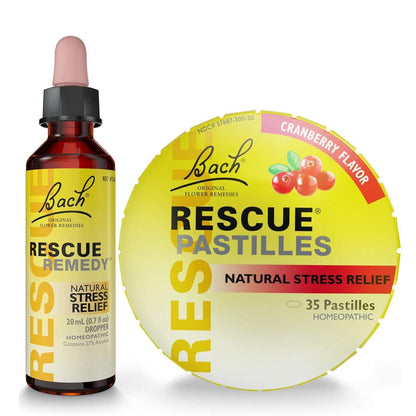 Bach RESCUE PASTILLES, Cranberry Flavor, 35 Count, and Bach 20mL Dropper, Natural Stress Relief, Homeopathic Flower Remedy, Vegetarian, Gluten and Sugar-Free, 35 Count Bach buy supplements Au