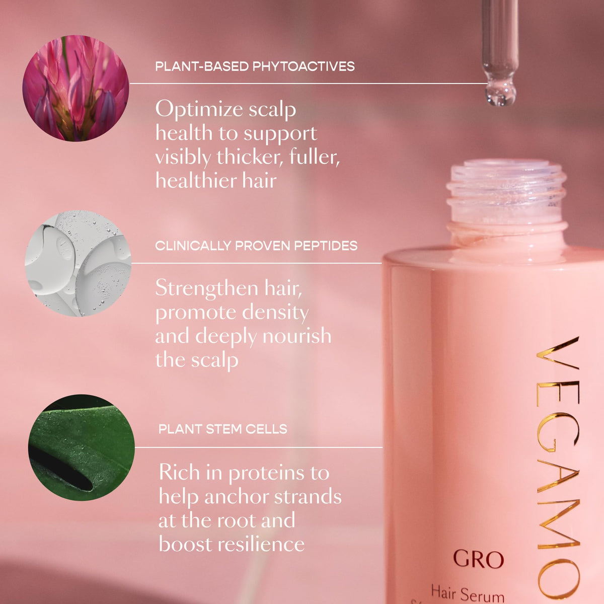 VEGAMOUR GRO Hair Serum for Hair Thinning, Thicker Fuller Looking Hair, Non Oily Tonic for Healthier Scalp, 30 day Supply 1.0 fl oz, 1 pack VEGAMOURBuy Supplements Australia