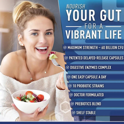Purely Optimal Probiotics for Digestive Health, 60 Billion CFU – Delayed-Release with Digestive Enzymes & Organic Prebiotics – Bloating, Immune & Energy Support, 30 Caps Purely OptimalBuy Supplements Australia
