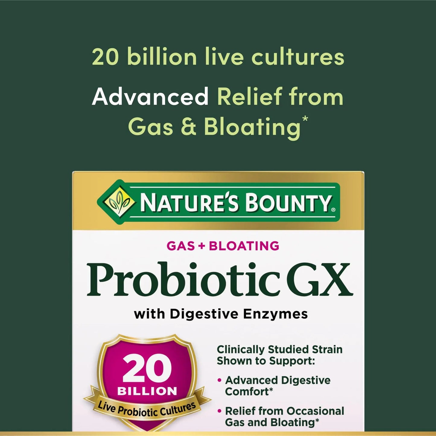 Nature's Bounty Probiotic GX, Helps with Occasional Gas and Bloating, Dietary Supplement, Digestive Health, 25 Capsules Nature's BountyBuy Supplements Australia