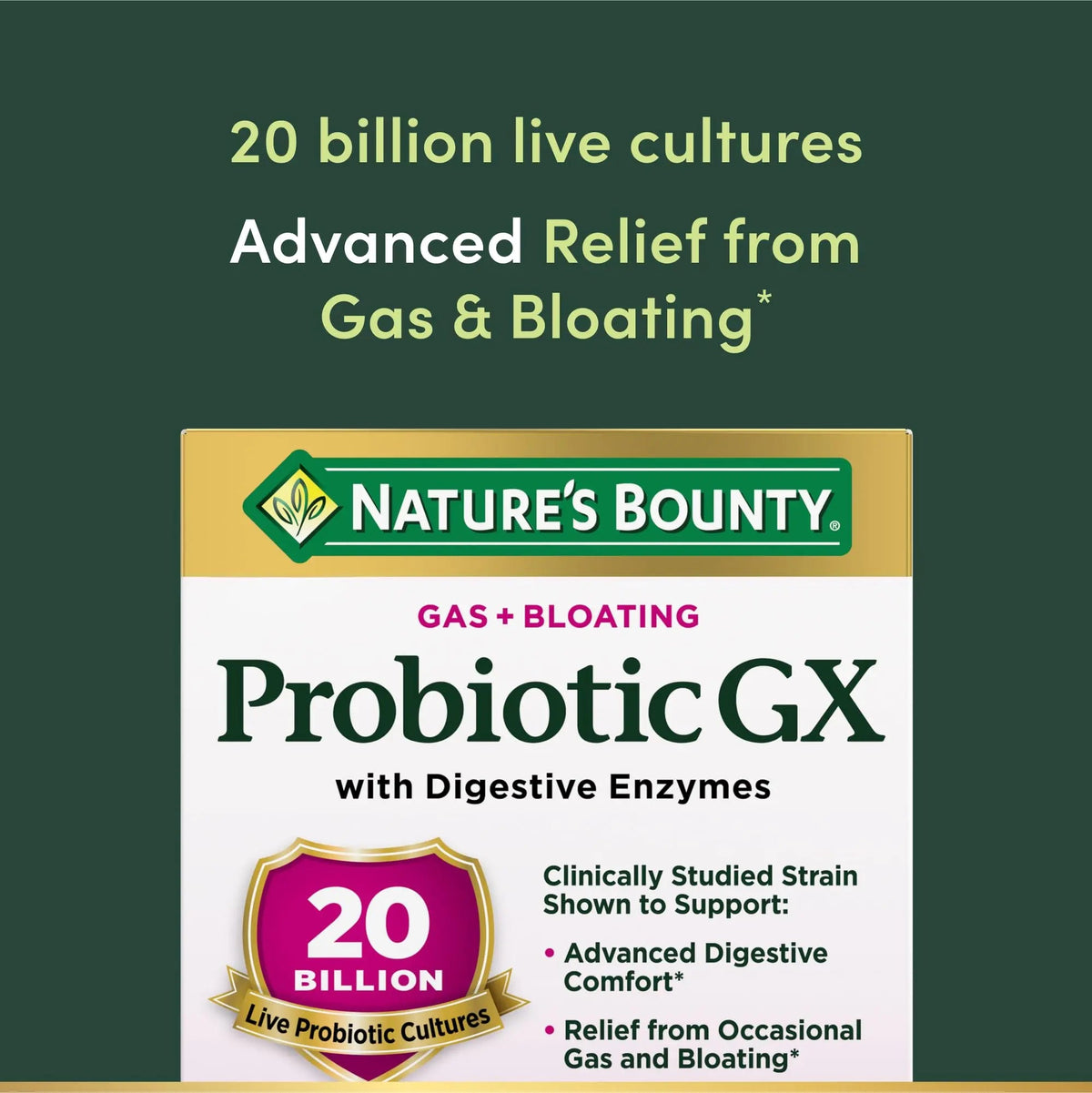 Nature's Bounty Probiotic GX, Helps with Occasional Gas and Bloating, Dietary Supplement, Digestive Health, 25 Capsules Nature's BountyBuy Supplements Australia