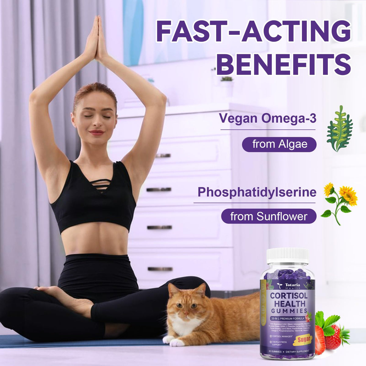 Cortisol Supplements for Women & Men 20-in-1 Cortisol Gummies with Ashwagandha Rhodiola Rosea Magnesium Phosphatidylserine Calm Focus Mood Support Healthy Cortisol Levels 30 Day Supply TotariaBuy Supplements Australia