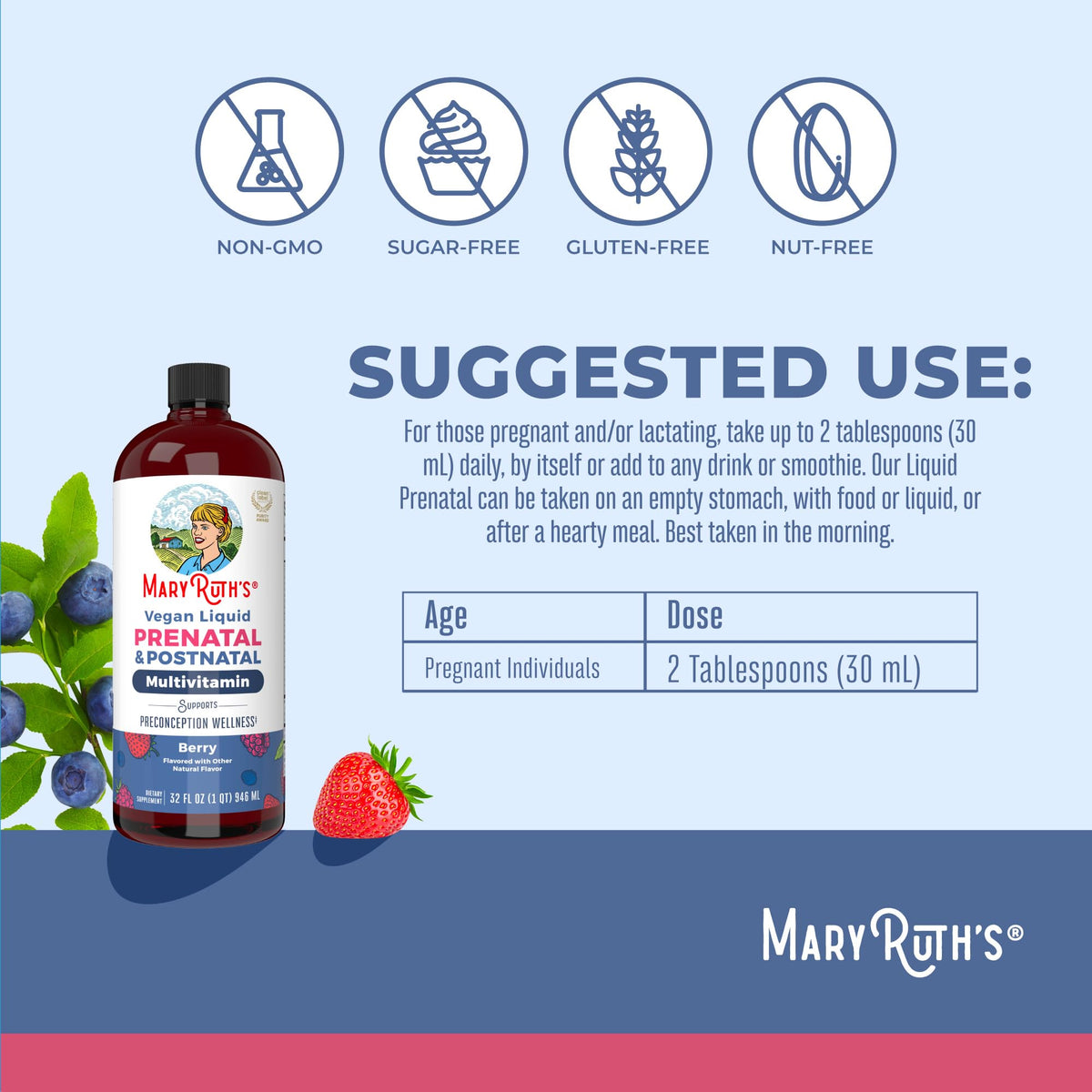MARYRUTH'S Postnatal & Prenatal Vitamins for Women | Sugar Free | Selenium | Folate | Vegan | Non-GMO | Gluten Free | 32oz MARYRUTH'SBuy Supplements Australia