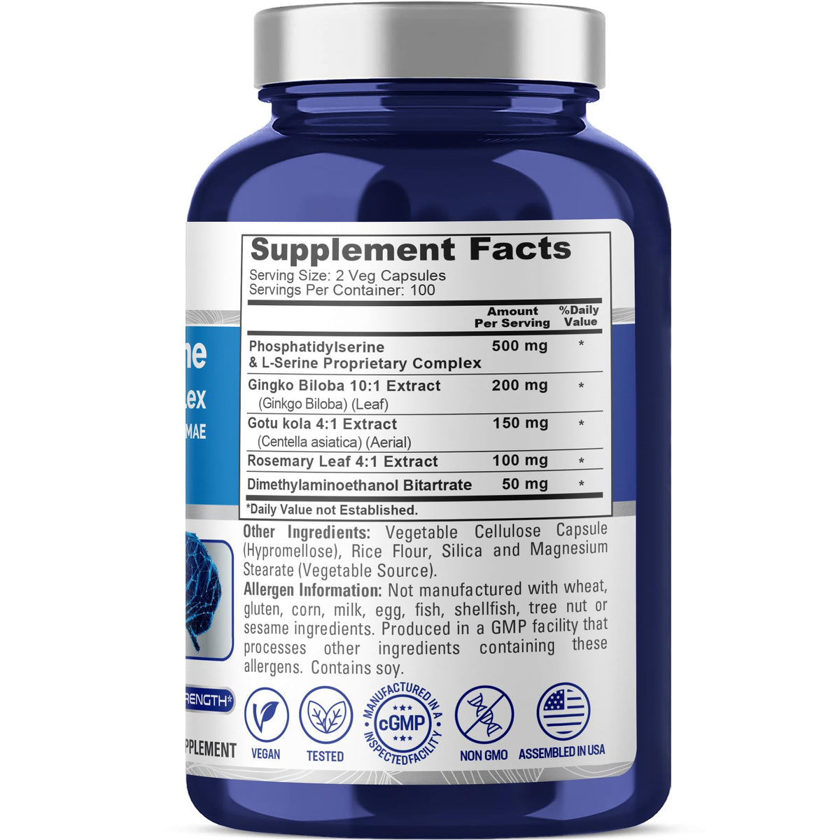 NusaPure Phosphatidylserine Memory Ultimate Complex 1000mg 200 Vegetarian Caps (Vegan, Non-GMO) NusaPureBuy Supplements Australia