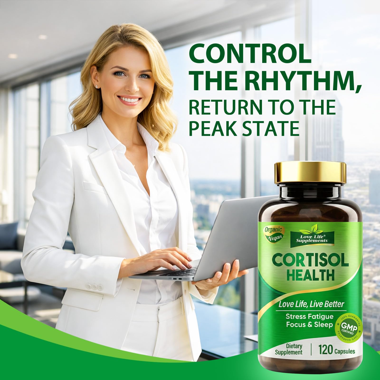 Cortisol Supplements for Women/Men, Advanced Stress & Cortisol Support with Ashwagandha & Rhodiola Rosea, Promotes Relaxation, Mood, Focus, and Restful Sleep for Men and Women, 120 Capsules Love Life SupplementsBuy Supplements Australia