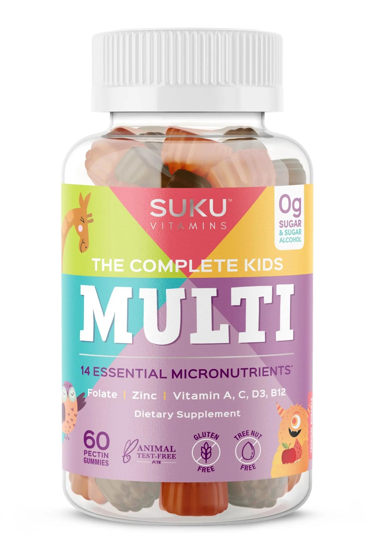 SUKU The Complete Kids Multivitamin Gummies – Vitamins A, C, D, E, B6, B12, Folate & Zinc – Immune Support SUKU