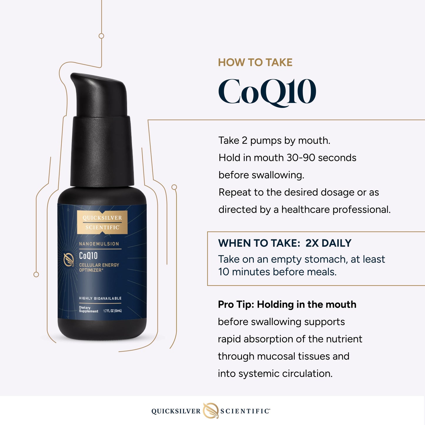 Quicksilver Scientific CoQ10 Nanoemulsion - Liposomal Coenzyme Q10 Cardiovascular Support & Cellular Energy Supplement - Fast Absorbing Liquid (1.7oz / 50ml) Quicksilver ScientificBuy Supplements Australia