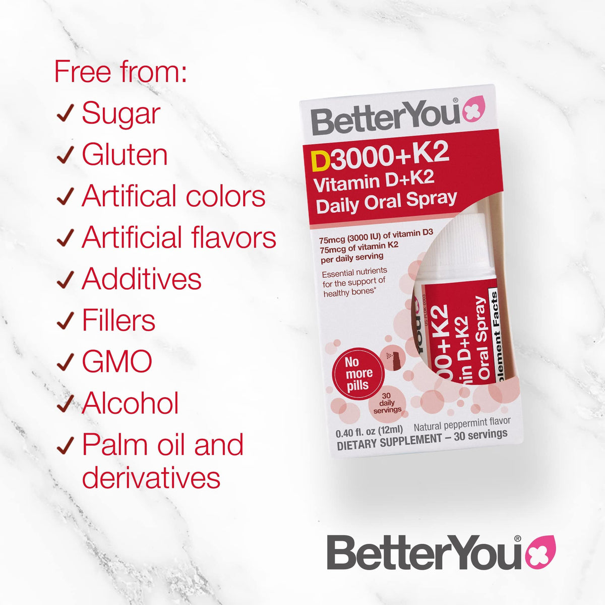 BetterYou D3000 + Vitamin D + K2 Spray 12ml BetterYouBuy Supplements Australia