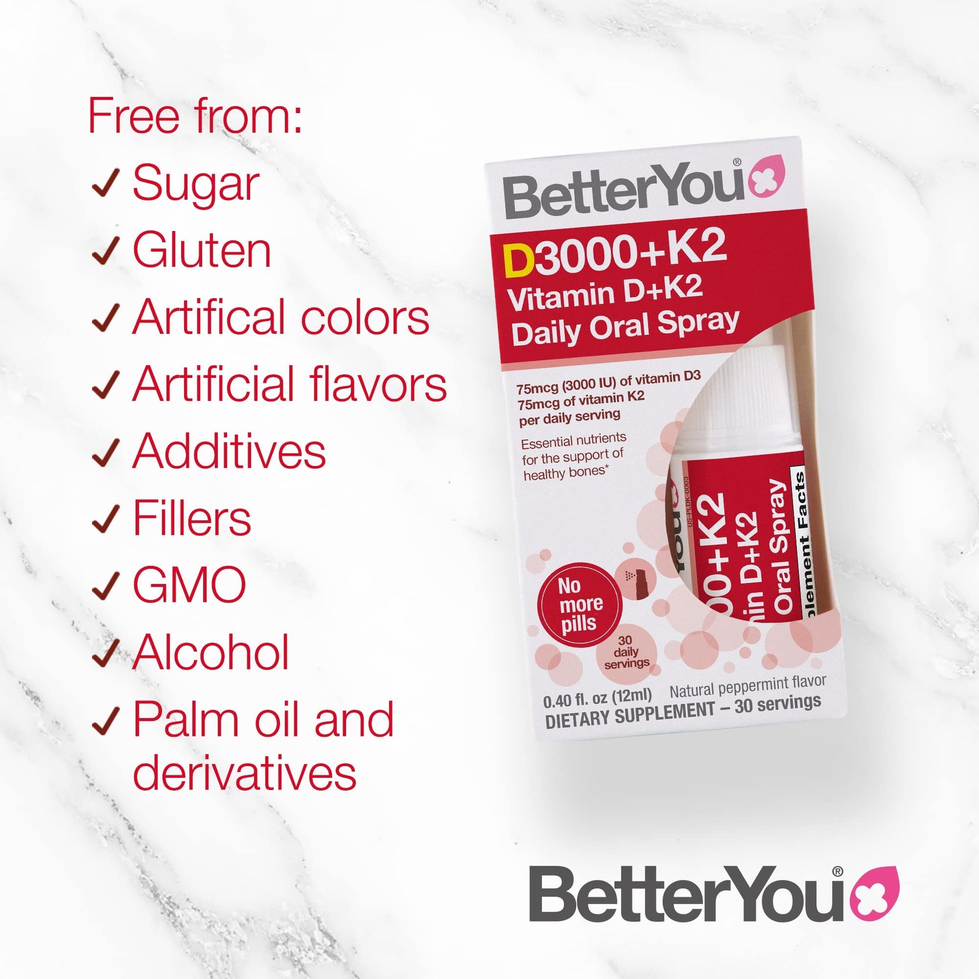 BetterYou D3000 + Vitamin D + K2 Spray 12ml BetterYouBuy Supplements Australia
