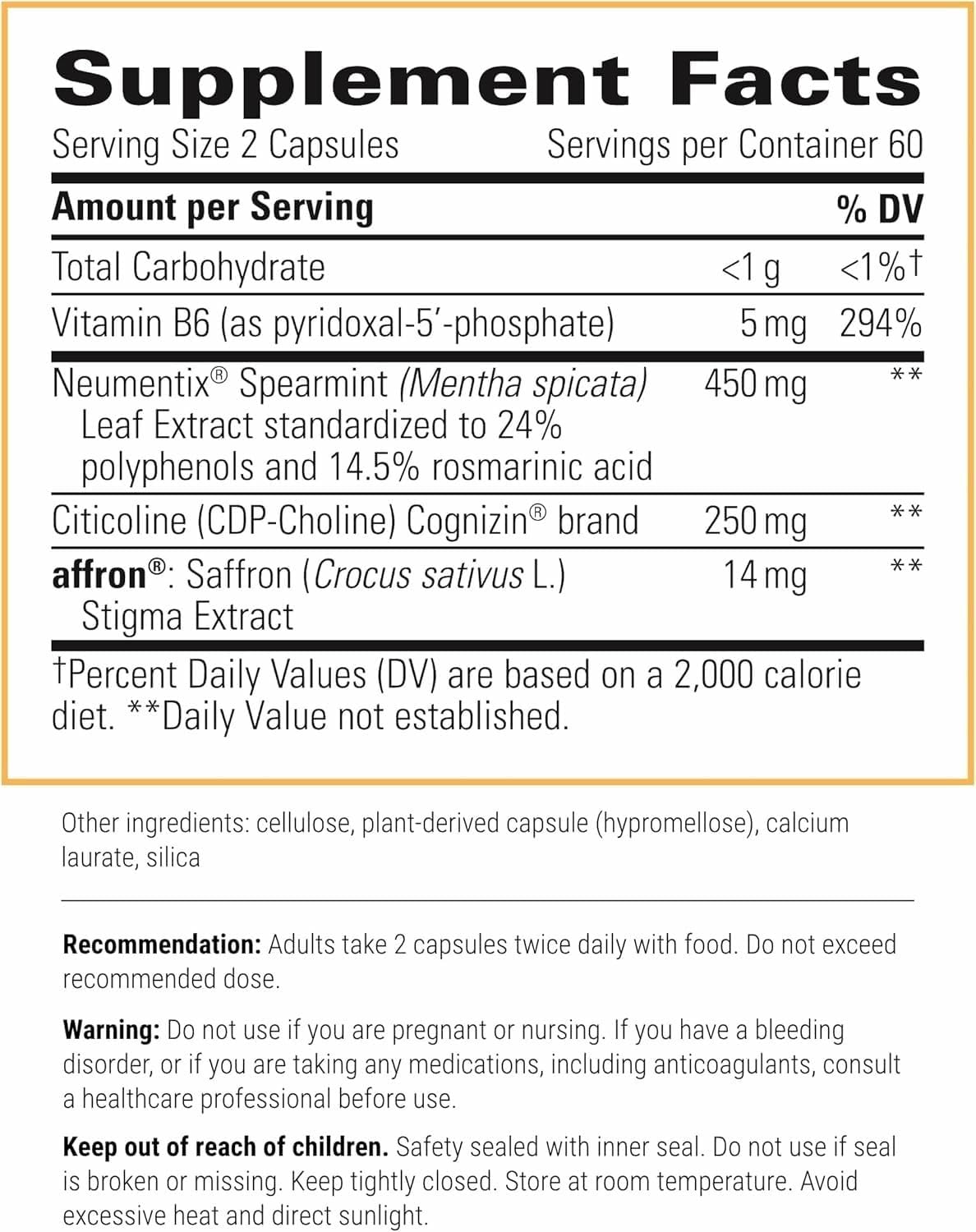 Integrative Therapeutics Neurologix - Brain Health Supplement* - Non-Stimulant Nootropic Supplement for Focus* - Memory Support* - Vegan, Gluten-Free & Dairy-Free - 120 Capsules (60 Servings) Integrative TherapeuticsBuy Supplements Australia
