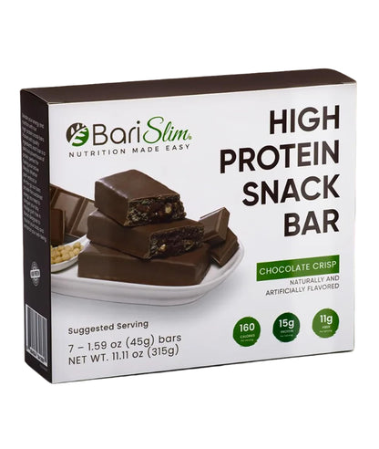 BariSlim High Protein Snack Bar for Bariatric Patients - Nutrient Rich Snack for Post-Surgery Wellness - Ideal for Weight Loss Maintenance & Daily Nutrition | Chocolate Crisp Bar (13 oz) BariSlim buy supplements Au