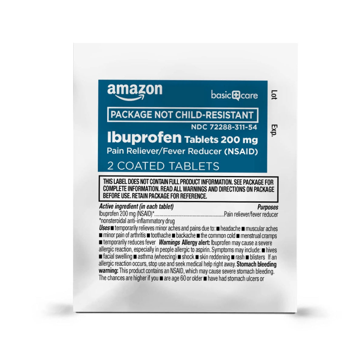 Amazon Basic Care Ibuprofen Tablets, 200 mg, Pain Reliever and Fever Reducer, For Headache, Muscular Aches, Arthritis, Backache, Menstrual Pain, 100 Count (Pack of 1) Amazon Basic CareBuy Supplements Australia