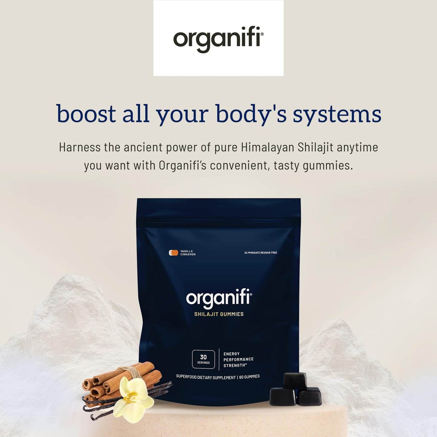 Organifi - Shilajit Gummies - Supports Natural Energy and Strength - Vanilla Cinnamon OrganifiBuy Supplements Australia