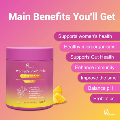 Her Juicy Women's Probiotic Gummies: Supports Women’s Wellness & pH Balance, Clean Vegan, Pineapple Flavor, Prebiotics & Lactobacillus Blend, with Slippery Elm, Gut Health & Immune Defense, 60 Gummies HeawdraBuy Supplements Australia