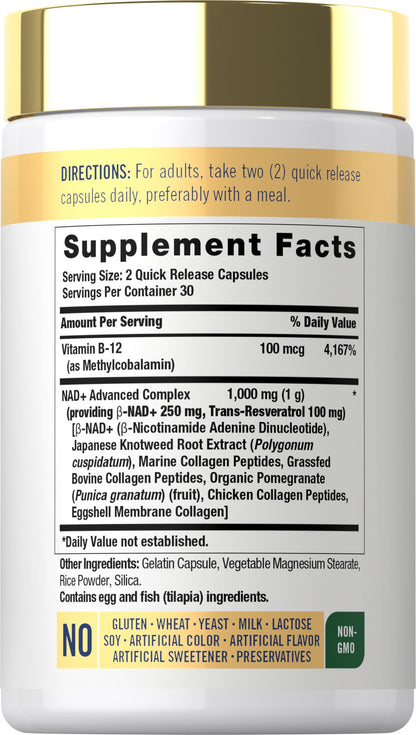 Carlyle NAD+ Supplement for Women & Men | 1000 mg | 60 Capsules | Advanced Complex with Resveratrol and Collagen | Non-GMO & Gluten Free Carlyle buy supplements Au