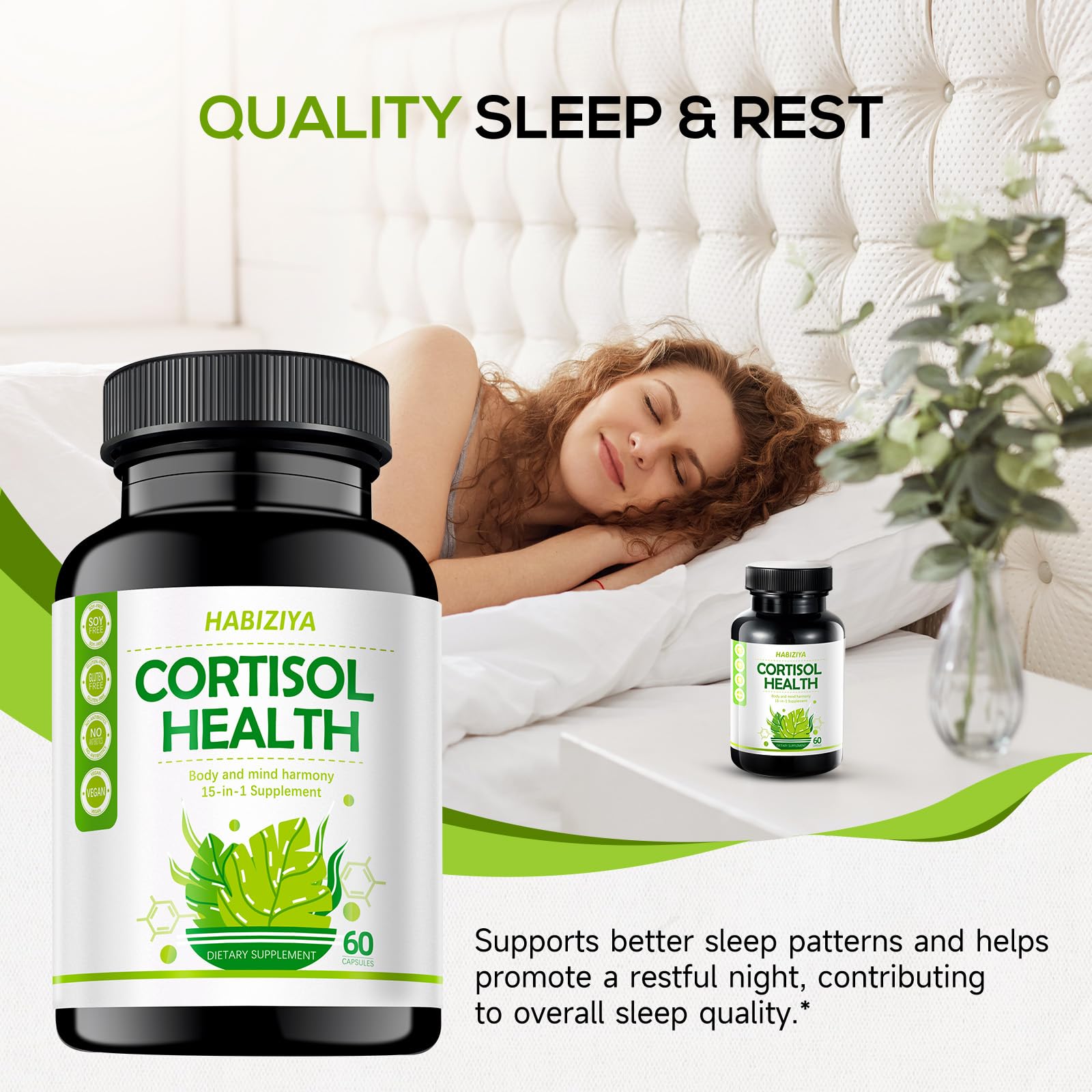 HABIZIYA Cortisol Manager Supplement for Women and Men Adrenal Support with Ashwagandha, Rhodiola Rosea, Holy Basil, Mood & Sleep Support - Non-GMO, Vegan Capsules (60 Count) HABIZIYABuy Supplements Australia