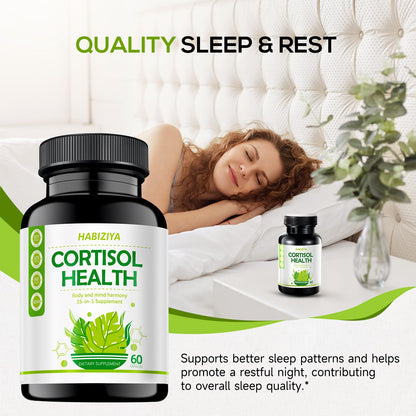 HABIZIYA Cortisol Manager Supplement for Women and Men Adrenal Support with Ashwagandha, Rhodiola Rosea, Holy Basil, Mood & Sleep Support - Non-GMO, Vegan Capsules (60 Count) HABIZIYABuy Supplements Australia