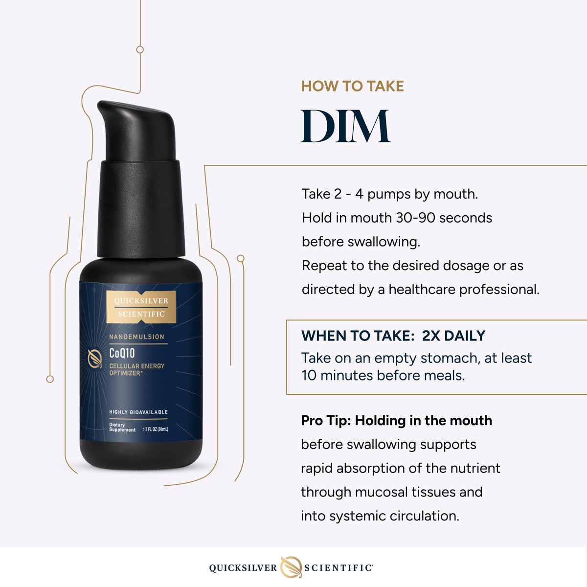 Quicksilver Scientific Nanoemulsified DIM - Liposomal DIM Supplement to Support Healthy Hormone Balance for Women & Men - Soy-Free Detox & Immune Support (1.7oz / 50ml) Quicksilver ScientificBuy Supplements Australia