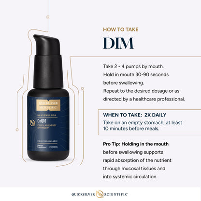 Quicksilver Scientific Nanoemulsified DIM - Liposomal DIM Supplement to Support Healthy Hormone Balance for Women & Men - Soy-Free Detox & Immune Support (1.7oz / 50ml) Quicksilver ScientificBuy Supplements Australia
