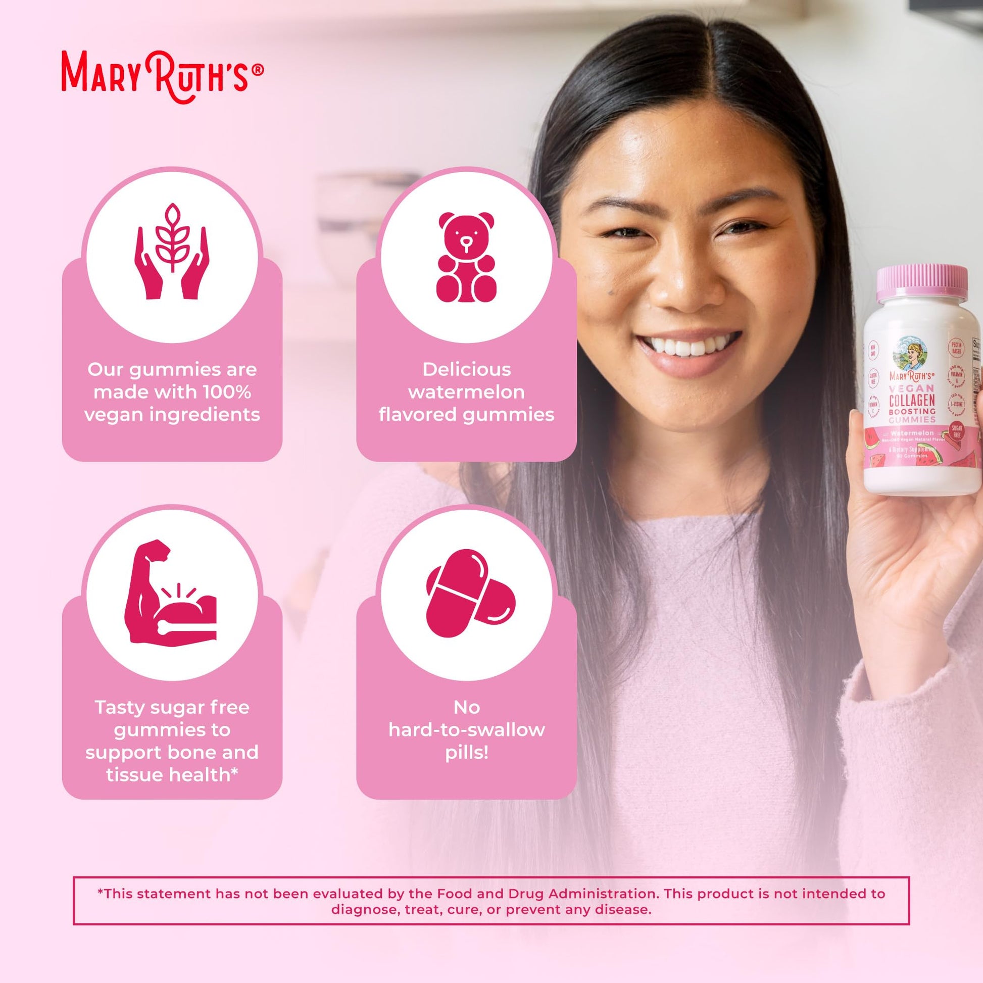 MaryRuth Organics Vegan Collagen for Women & Men, Collagen Boosting Gummies, Skin Care, Lysine, Vitamin C, Vitamin A, Amla, Supplement for Hair & Skin, Vegan, Non-GMO, Gluten Free, 90 Servings MARYRUTH'SBuy Supplements Australia