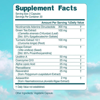 NAD+ Elite Complex – Direct NAD+ 300 mg with Urolithin A, Resveratrol, CoQ10 & Antioxidant Blend – Cellular Energy, Mitochondrial Support & Healthy Aging – Vegan, Non-GMO, 60 Capsules (30 Servings) Simply Nature's PledgeBuy Supplements Australia