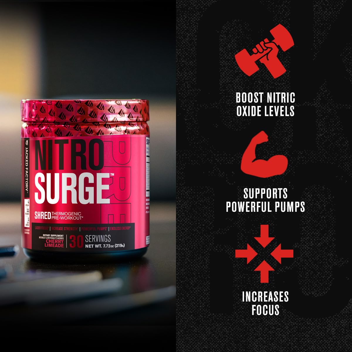 Jacked Factory NITROSURGE Shred Pre Workout Supplement - Energy Booster, Instant Jacked FactoryBuy Supplements Australia