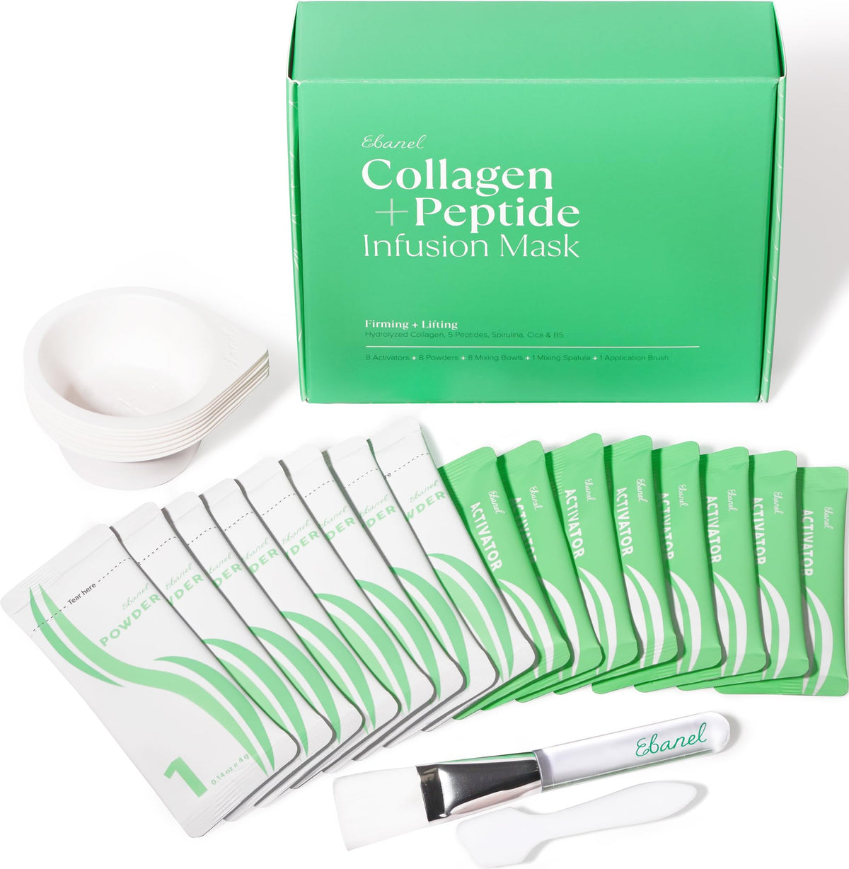 Ebanel Collagen Peptides Wash-Off Face Mask Set, 8 Pack Instant Skin Tightening and Lifting Masks, Brightening Face Mask with Niacinamide, Glutathione, Hyaluronic Acid, Vitamin C, Cica, B5, Albumen Ebanel buy supplements Au