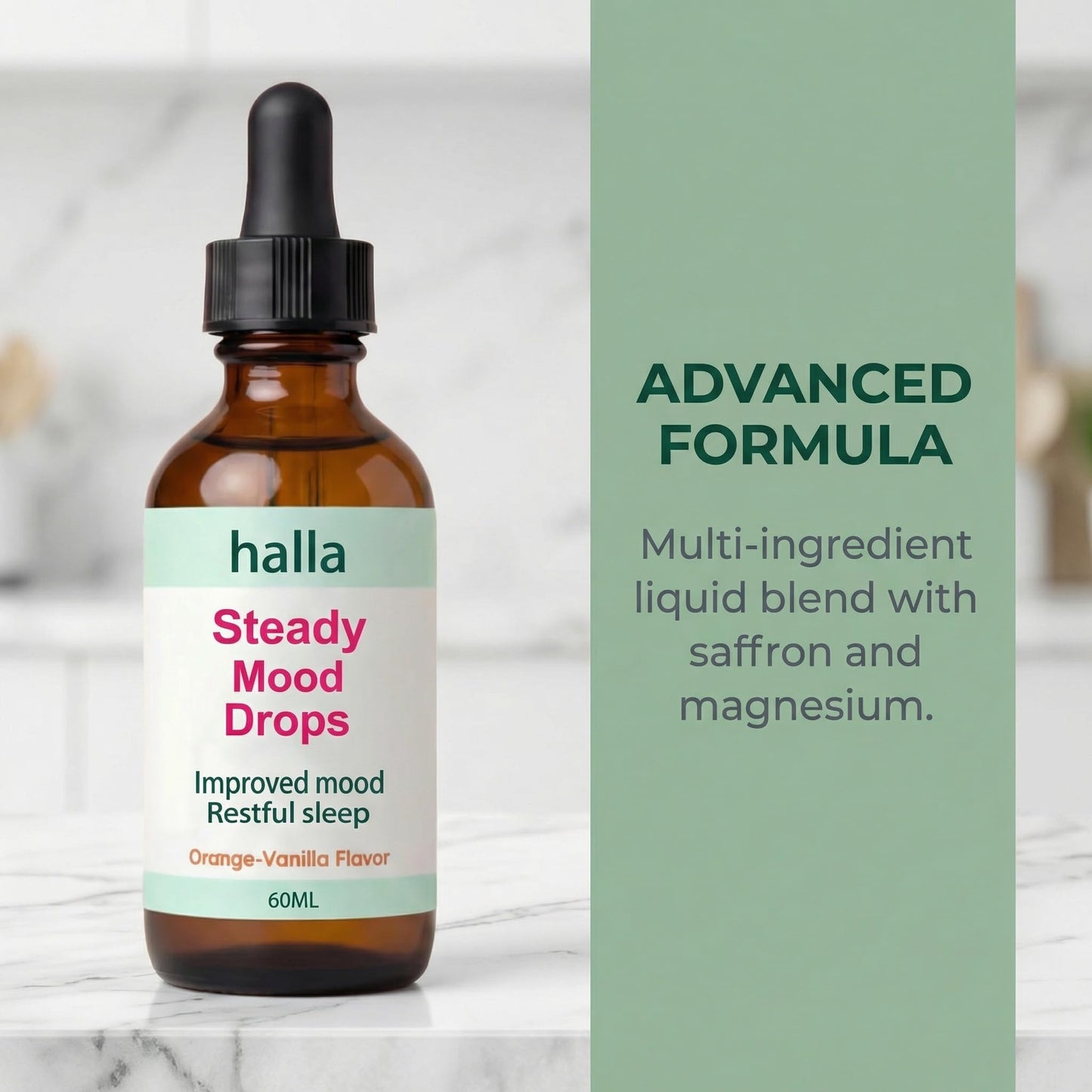 Halla Steady Mood Drops, with Saffron Extract – Fast Absorption Cognitive & Emotional Balance Supplement – Advanced Brain Nutrient Blend – Orange Vanilla Flavor, 2 fl oz DFTLUUE buy supplements Au