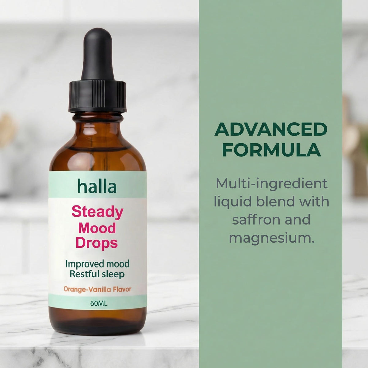 Halla Steady Mood Drops, with Saffron Extract – Fast Absorption Cognitive & Emotional Balance Supplement – Advanced Brain Nutrient Blend – Orange Vanilla Flavor, 2 fl oz DFTLUUE buy supplements Au
