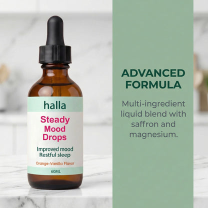 Halla Steady Mood Drops, with Saffron Extract – Fast Absorption Cognitive & Emotional Balance Supplement – Advanced Brain Nutrient Blend – Orange Vanilla Flavor, 2 fl oz DFTLUUE buy supplements Au