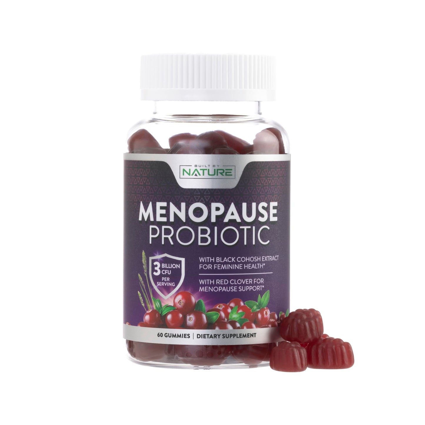 Menopause Supplements for Women - Menopause Probiotic Gummy - Women’s Menopause Relief for Hot Flashes, Night Sweats & Mood Swings with Black Cohosh & Cranberry - Non-GMO, Vegan - 60 Gummies Built by NatureBuy Supplements Australia