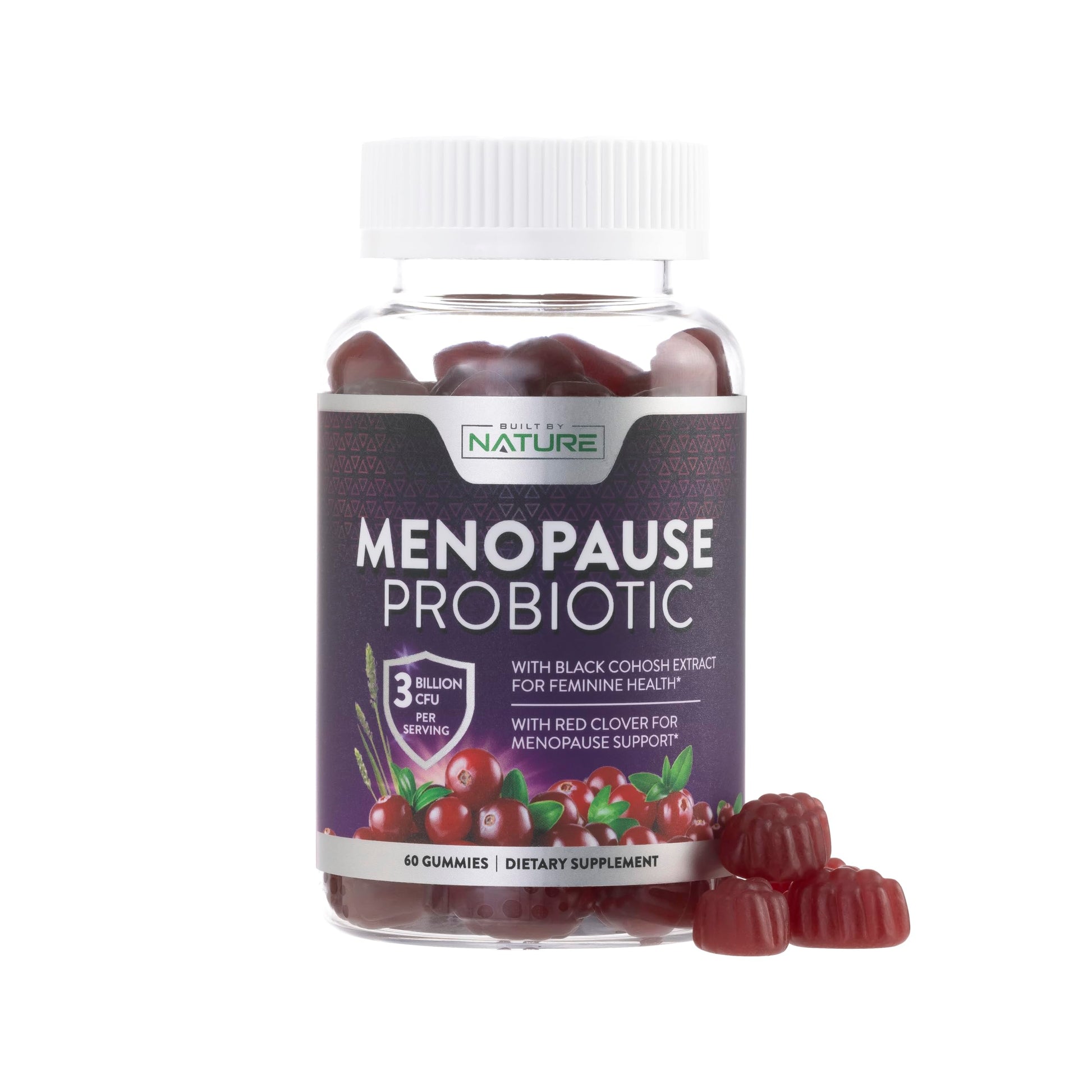 Menopause Supplements for Women - Menopause Probiotic Gummy - Women’s Menopause Relief for Hot Flashes, Night Sweats & Mood Swings with Black Cohosh & Cranberry - Non-GMO, Vegan - 60 Gummies Built by NatureBuy Supplements Australia