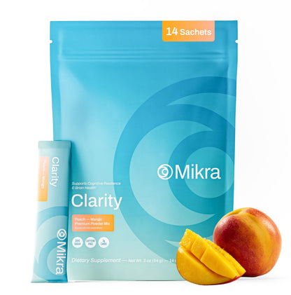 Mikra Clarity Nootropic Focus Drink Mix - Daily Cognitive & Calm Support Formula with Citicoline, Lion’s Mane & L-Theanine - Calm Drink Mix & Focus Aid for Energy and Clarity - 14 Single-Serve Sachets MikraBuy Supplements Australia