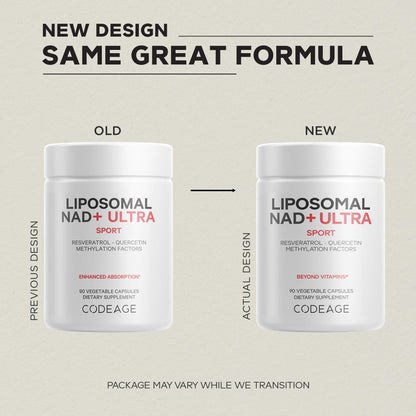 Codeage Liposomal NAD+ with Resveratrol & Vitamin B - NAD Plus Ultra for Energy & Healthy Aging Support - NAD Vitamin Supplement with Quercetin, Betaine, Riboflavin - Bioavailable - 90 Capsules CodeageBuy Supplements Australia