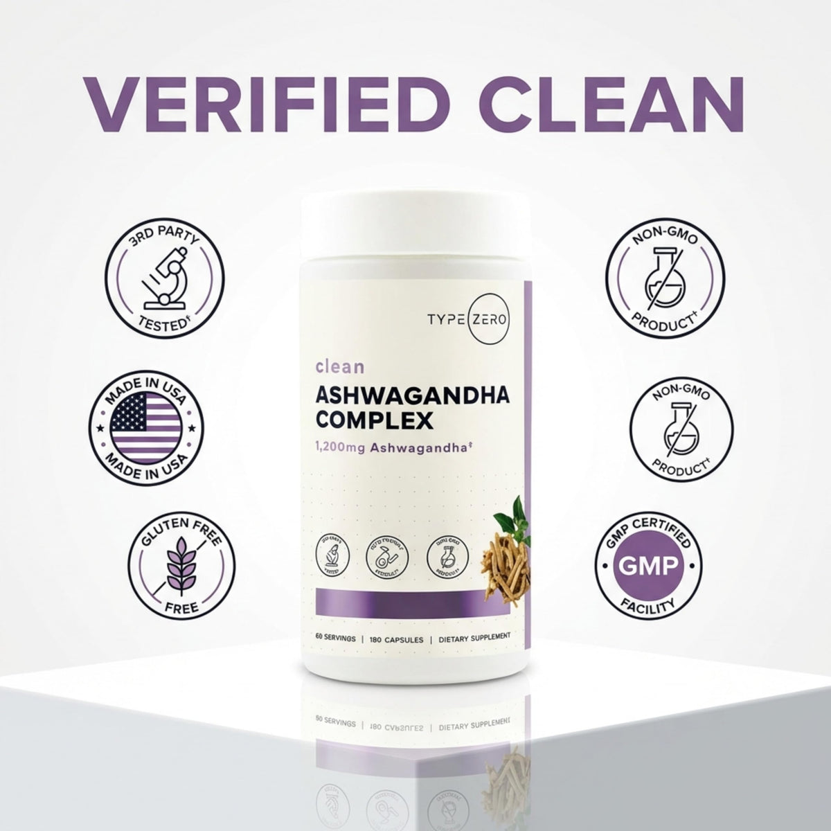 Type Zero KSM-66 Ashwagandha Root Extract 1,200mg, 60 Servings - High Potency 5% Withanolides - with Turmeric, Rhodiola Rosea and BioPerine Black Pepper Extract - 180 Veggie Caps Type ZeroBuy Supplements Australia