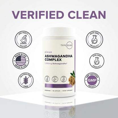 Type Zero KSM-66 Ashwagandha Root Extract 1,200mg, 60 Servings - High Potency 5% Withanolides - with Turmeric, Rhodiola Rosea and BioPerine Black Pepper Extract - 180 Veggie Caps Type ZeroBuy Supplements Australia