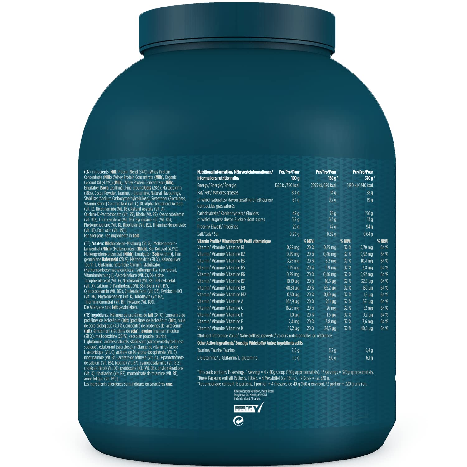Kinetica OatGain Weight Gainer 600+ Calories & 47g Protein per Serving, 2.4 kg KineticaBuy Supplements Australia